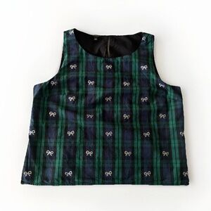 Talbots Tartan Plaid Shell 12 Petite Black Watch Metallic Box Holiday Sleeveless